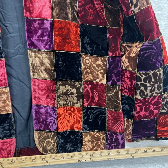 Willow Ridge Women Patchwork Velvet Blazer Jacket Open Front Multicolor Lined XL - Picture 6 of 9